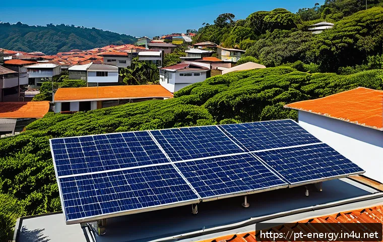 마이크로그리드 시스템 - A vibrant small Brazilian community in the interior of S&atilde;o Paulo with rooftop solar panels and small...