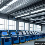 Home 23 폐열 회수 기술 - A modern Brazilian industrial factory interior showcasing advanced energy recovery technology: sleek...